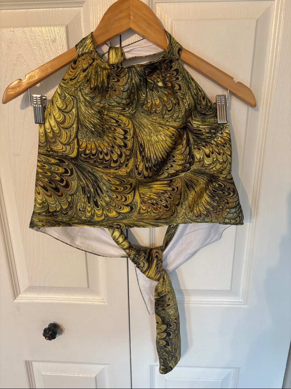 Women's Marble Halter handkerchief top, backless gorgeous handmade